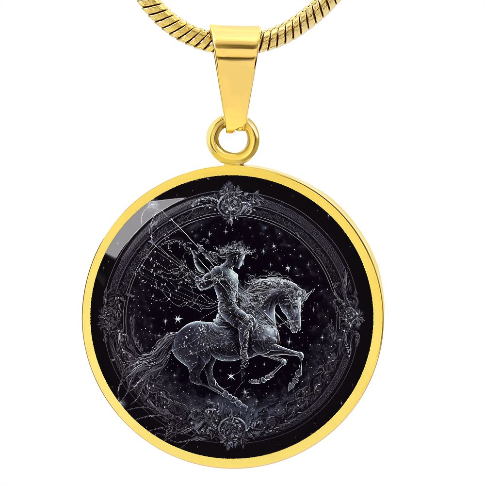 Sagittarius Zodiac Jewelry Pendant Necklace in Liquid Glass - Personalized Engraving Option - Horoscope Birthdates November 22 to December 21.