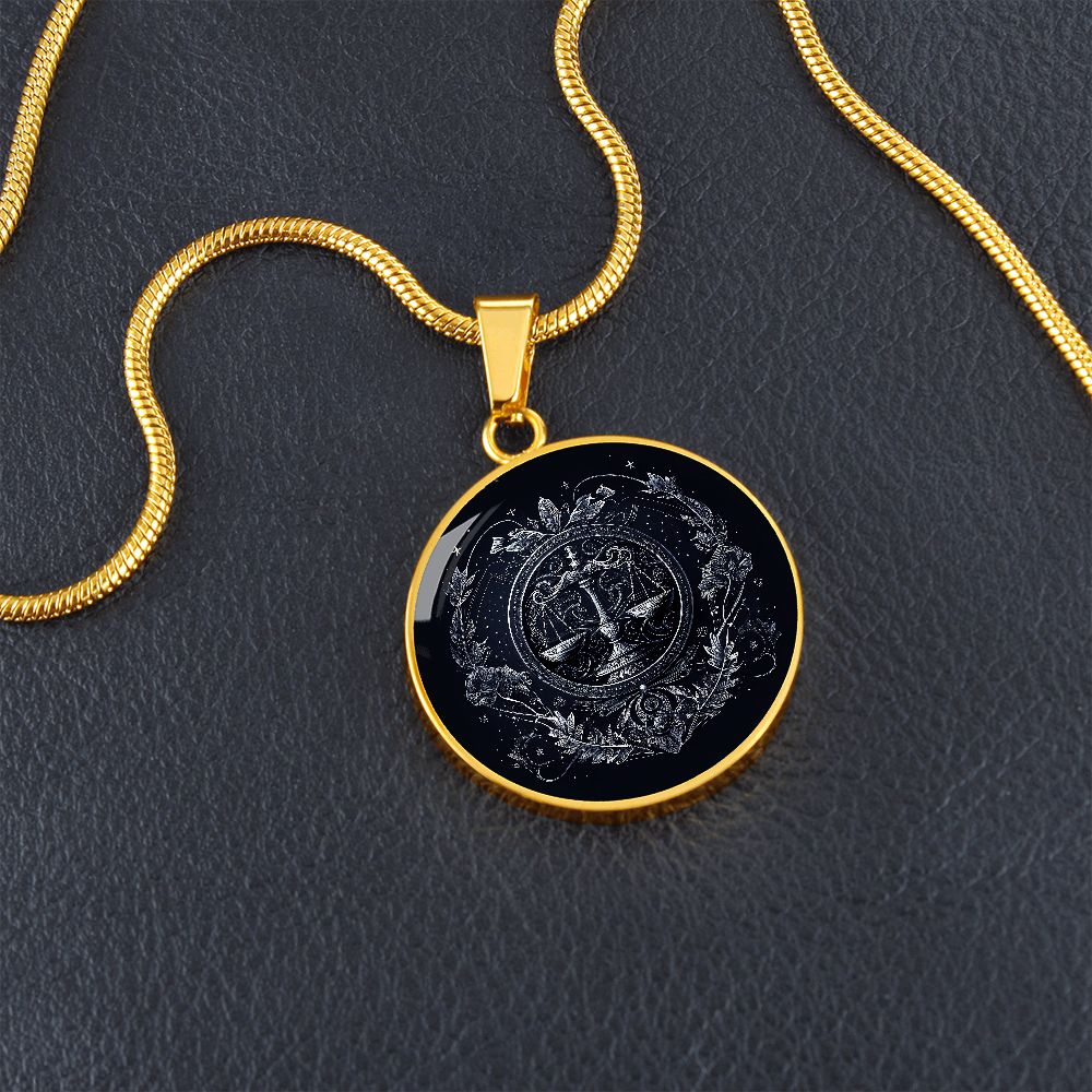 Libra Zodiac Jewelry Pendant Necklace in Liquid Glass - Can be Personalized with Engraving - Horoscope BirthdatesSeptember 22 and October 23