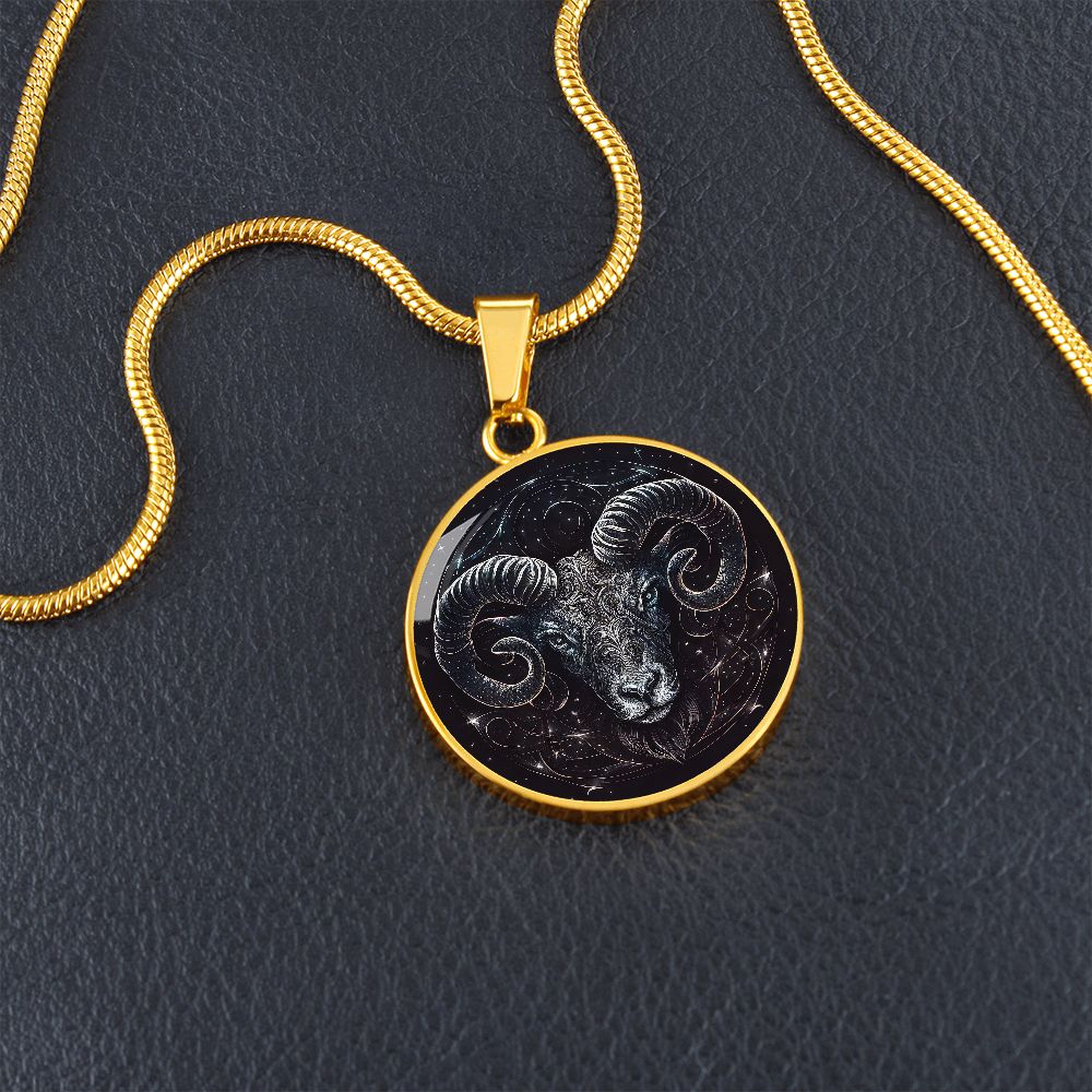 Aries Zodiac Jewelry Pendant Necklace in Liquid Glass - Can be Personalized with Engraving - Horoscope Birthdates March 21 to April 19