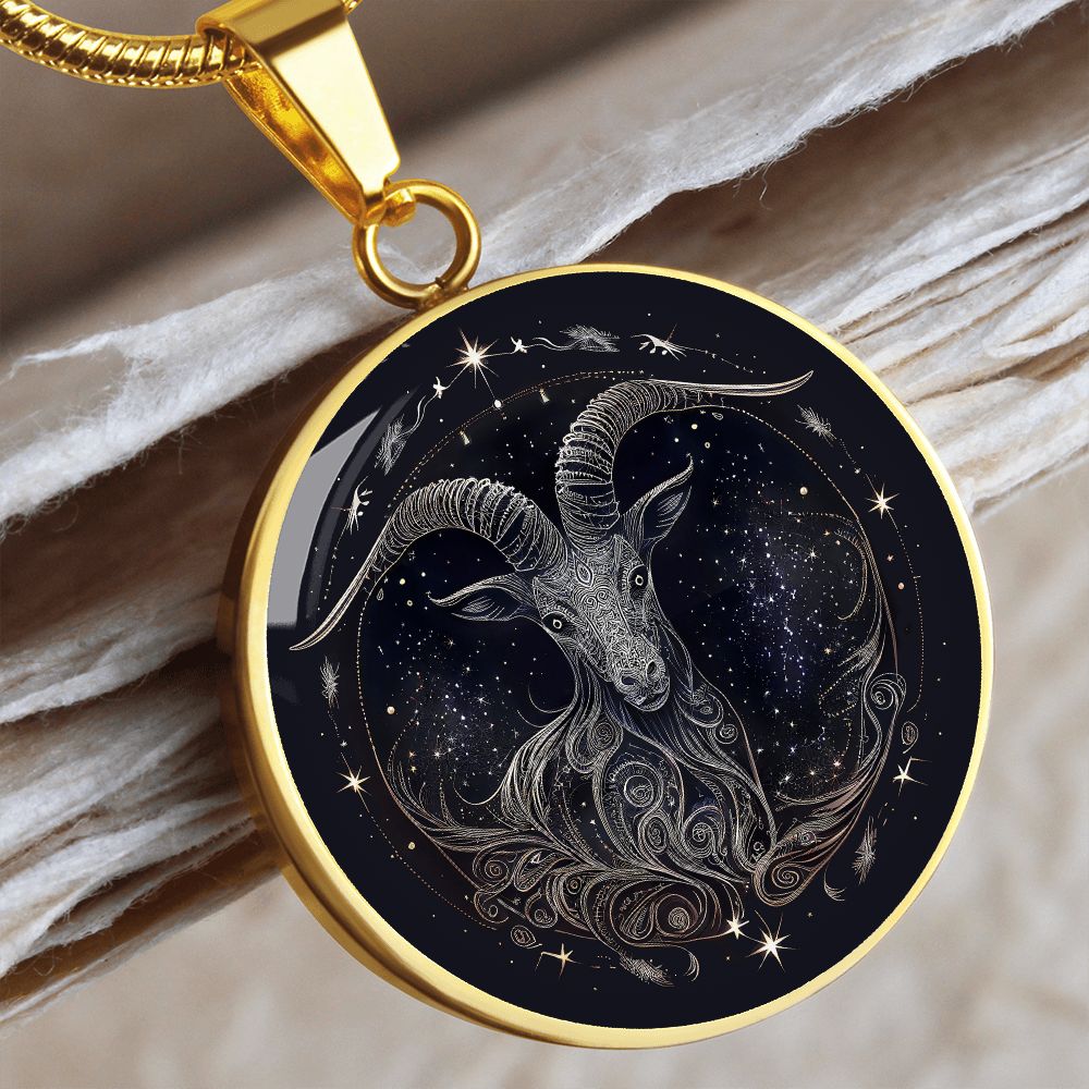 Zodiac Capricorn Jewelry Pendant Necklace in Liquid Glass  Personalized with Engraving Option  Horoscope Birthdates December 22 to January 19