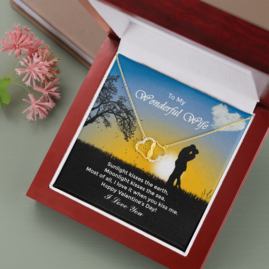 Christmas Necklace GOLD and Diamonds - To My Wonderful Wife - GOLD HEARTS NECKLACE - Perfect Valentines Day Gift for Your Wife