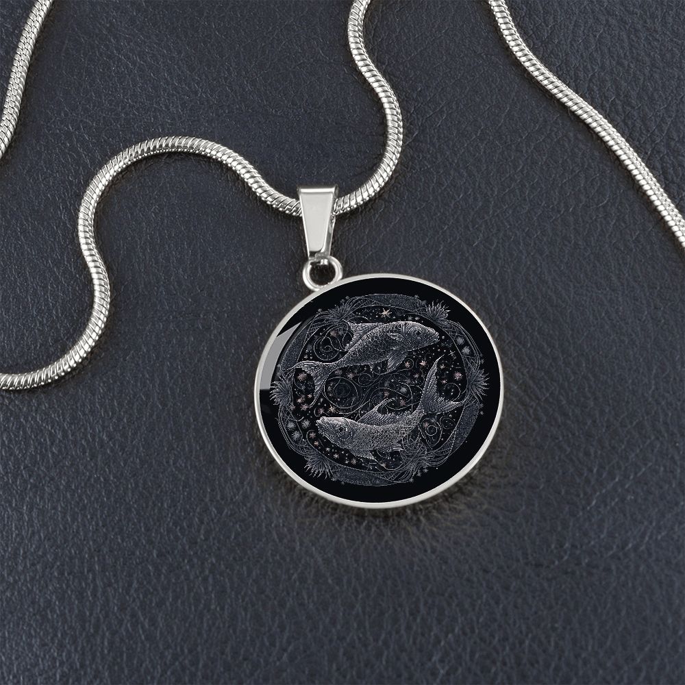 Pisces Zodiac Jewelry Pendant Necklace in Liquid Glass - Can be Personalized with Engraving - Horoscope Birthdates February 19 - March 20