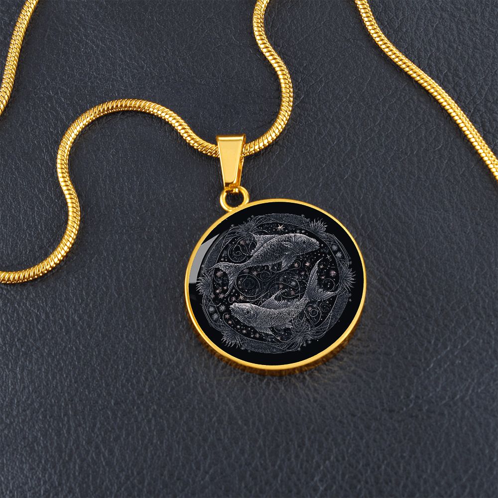 Pisces Zodiac Jewelry Pendant Necklace in Liquid Glass - Can be Personalized with Engraving - Horoscope Birthdates February 19 - March 20