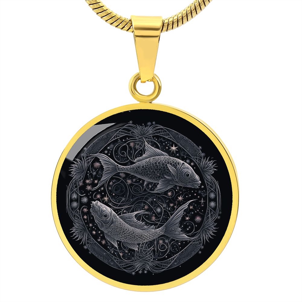 Pisces Zodiac Jewelry Pendant Necklace in Liquid Glass - Can be Personalized with Engraving - Horoscope Birthdates February 19 - March 20