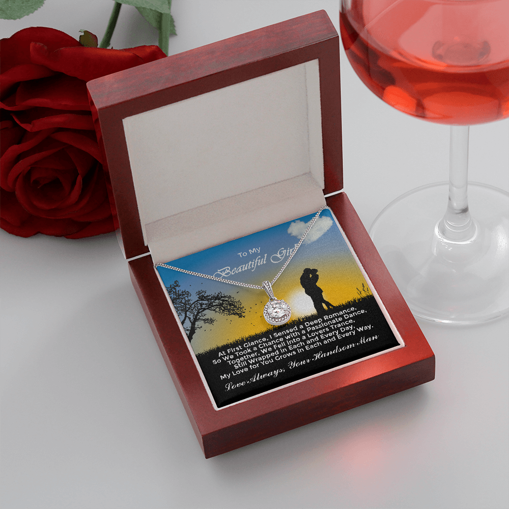 Express eternal love with this "Eternal Hope Necklace" gift for wife for Valentines Day on a smooth box chain necklace 8mm cushion cut center cubic zirconia, the perfect gift for your Girlfriend, beautiful artwork