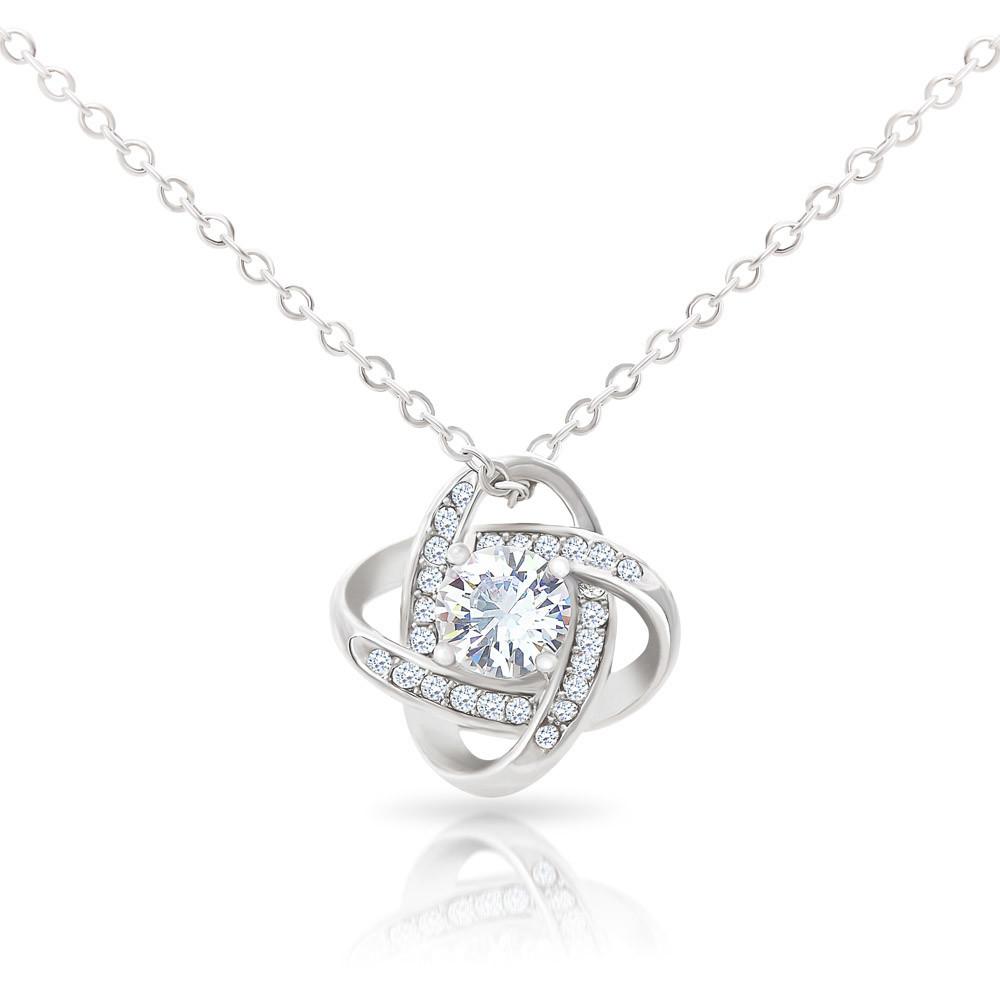 All I Want For Christmas Is You Love Knot White Gold Cubic Zirconia Necklace Christmas Gift