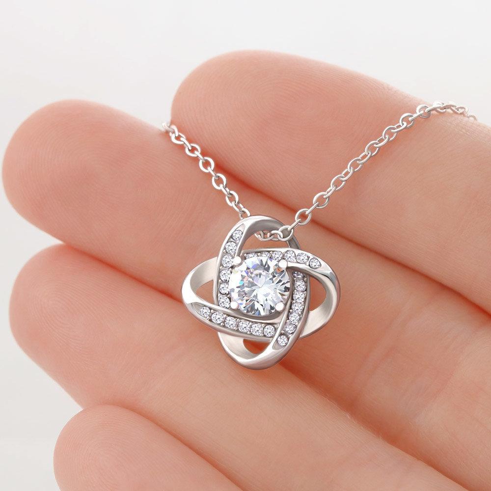 All I Want For Christmas Is You Love Knot White Gold Cubic Zirconia Necklace Christmas Gift