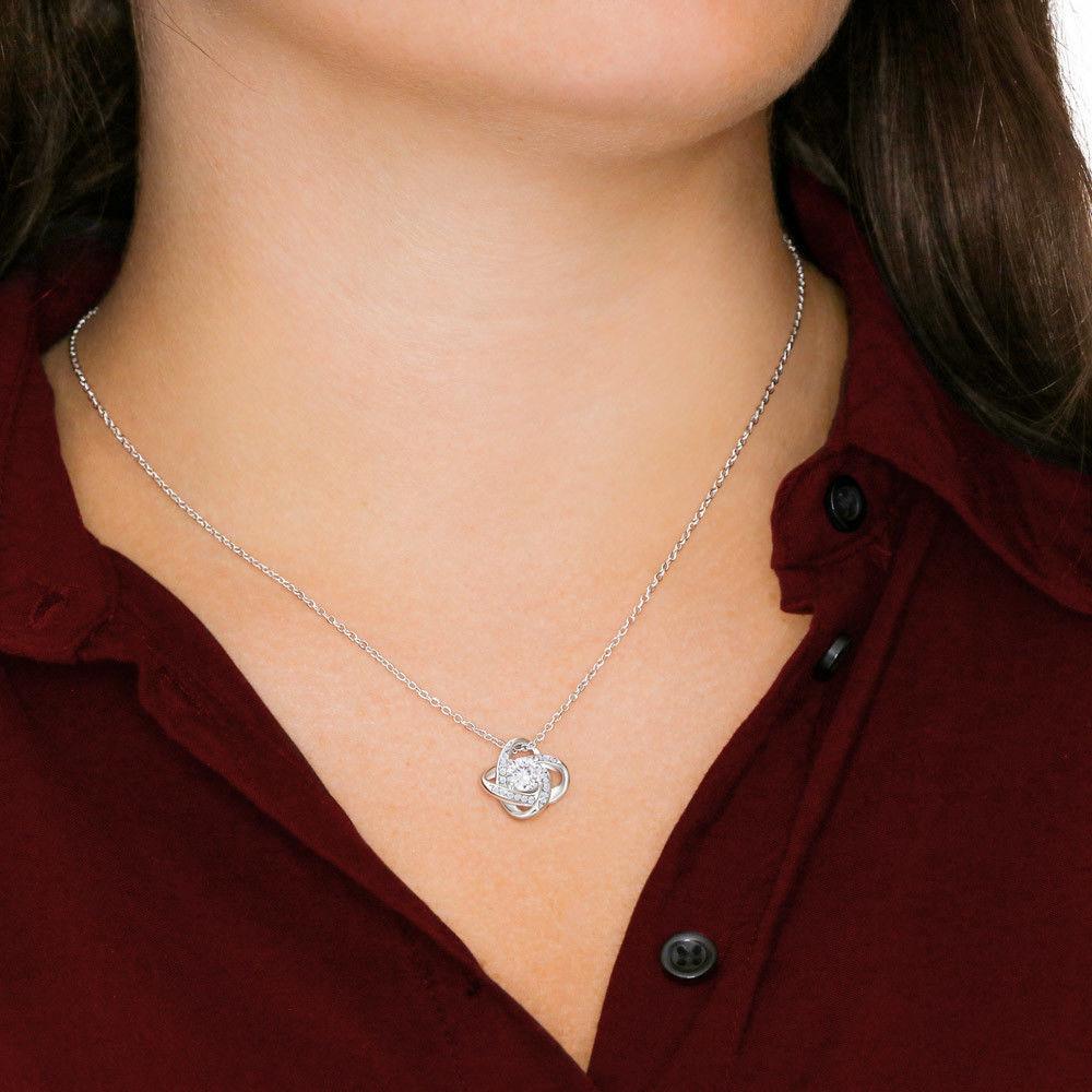 All I Want For Christmas Is You Love Knot White Gold Cubic Zirconia Necklace Christmas Gift