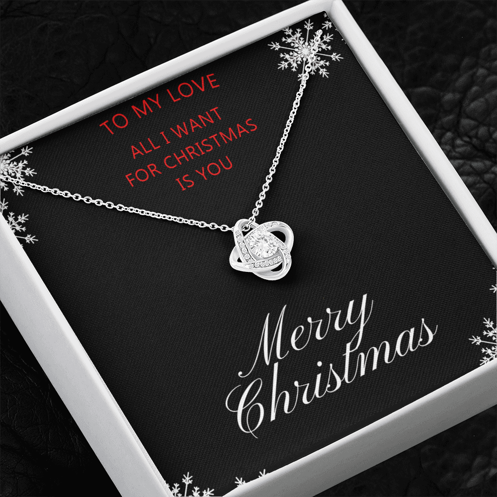 All I Want For Christmas Is You Love Knot White Gold Cubic Zirconia Necklace Christmas Gift