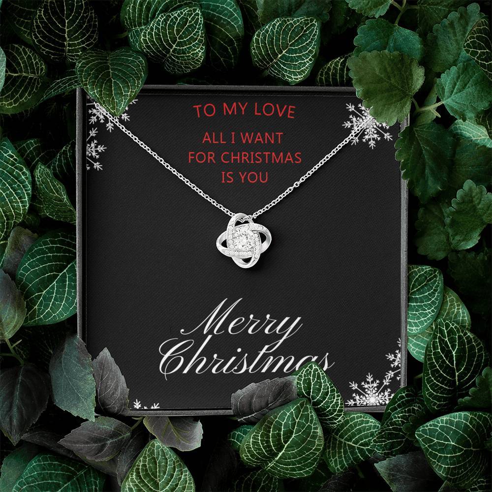 All I Want For Christmas Is You Love Knot White Gold Cubic Zirconia Necklace Christmas Gift