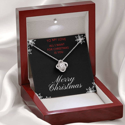 All I Want For Christmas Is You Love Knot White Gold Cubic Zirconia Necklace Christmas Gift