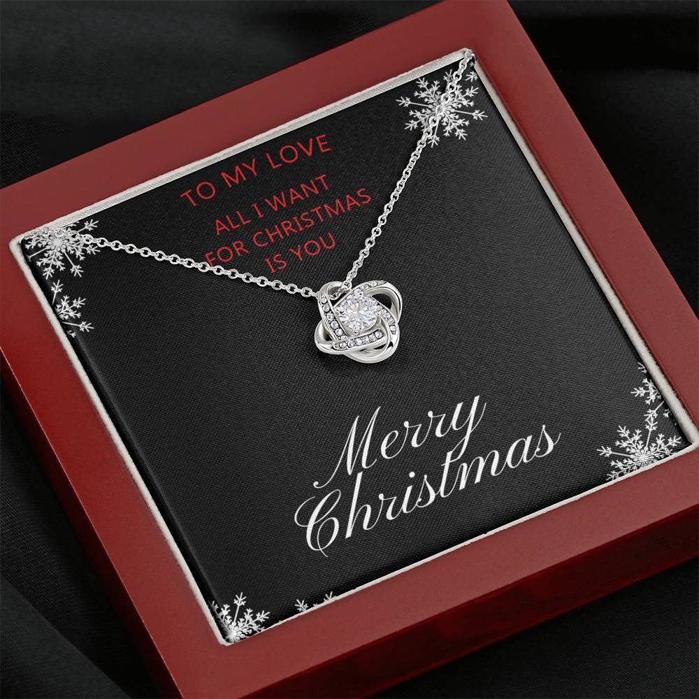 All I Want For Christmas Is You Love Knot White Gold Cubic Zirconia Necklace Christmas Gift